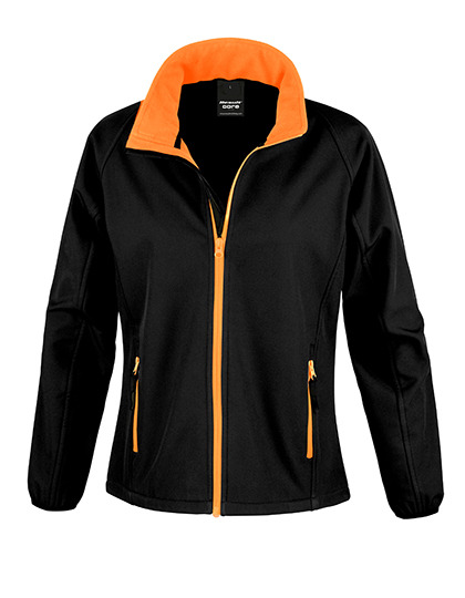 RT231F Softshell-Fleece-Jacket_Women_Black-Orange_Front | fil - magic Stickerei Berther
