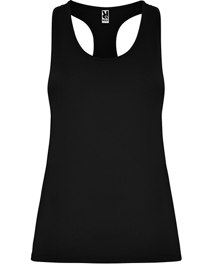 RY6656_Black | fil - magic Stickerei Berther Black racerback athletic tank top, sleeveless, front view