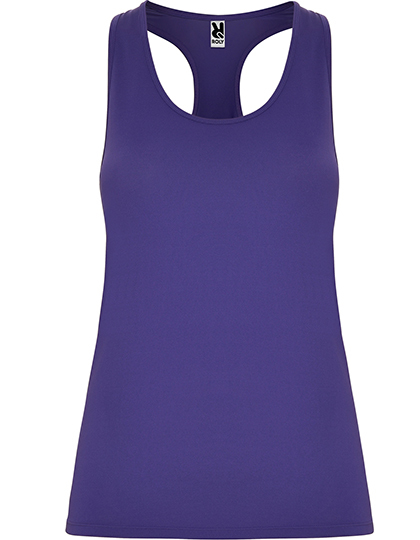 RY6656_Mauve | fil - magic Stickerei Berther Purple women's racerback tank top, sleeveless athletic knit, front view of a fitted top.
