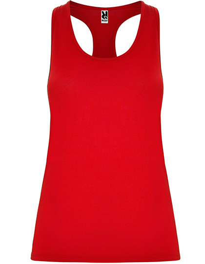 RY6656_Red | fil - magic Stickerei Berther Red sleeveless racerback tank top for women, front view, plain design for workouts.