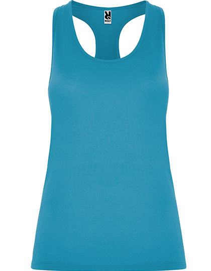 RY6656_Türkis | fil - magic Stickerei Berther Blue women's racerback athletic tank top on a white background